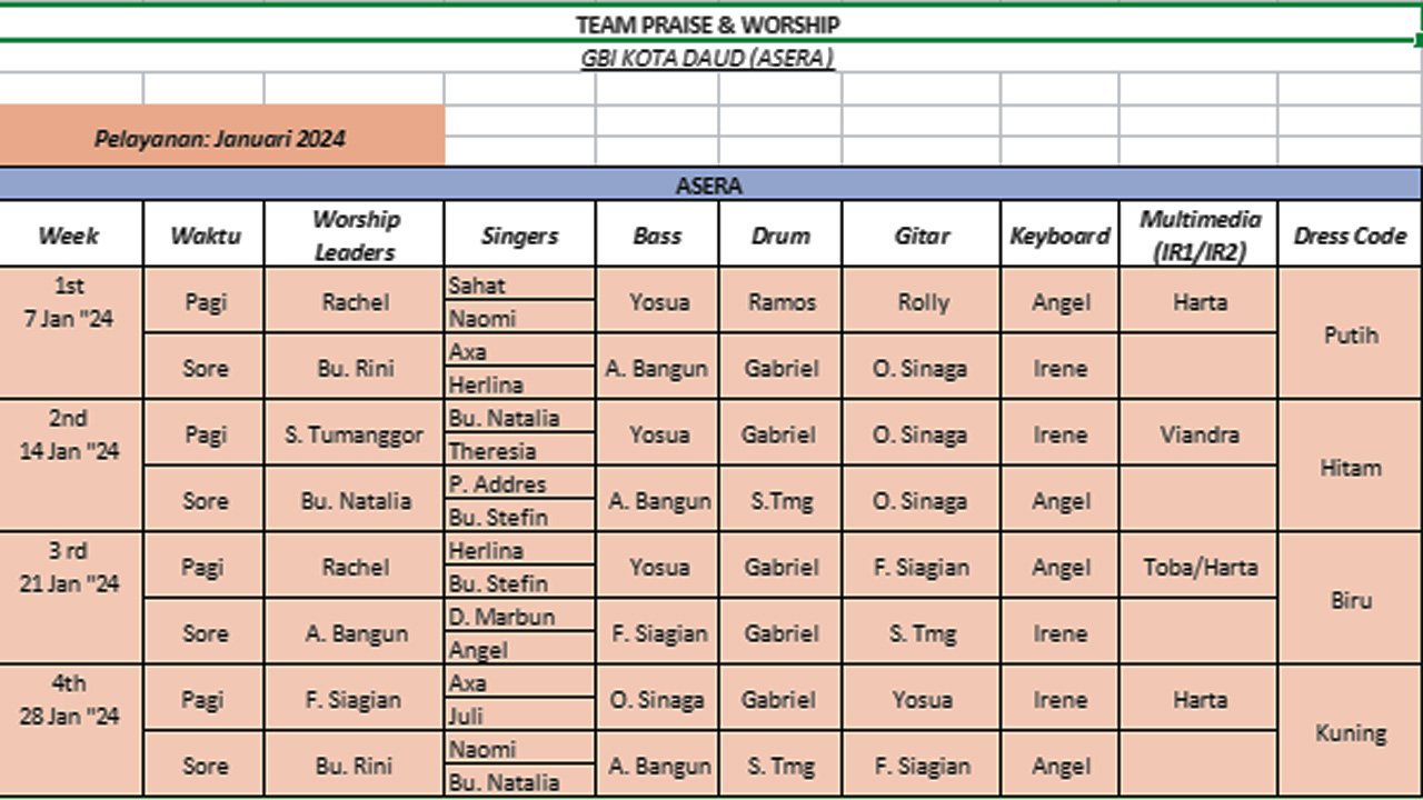 Jadwal PW